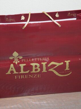 Pelletteria ALBIZI Firenze ITALY Shopping Gift Bag Logo Oversized 19 x 18 x 6